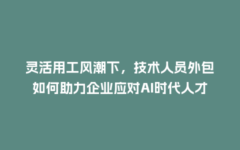 灵活用工风潮下，技术人员外包如何助力企业应对AI时代人才荒？
