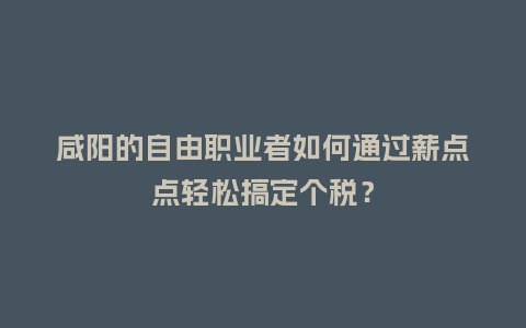 咸阳的自由职业者如何通过薪点点轻松搞定个税？