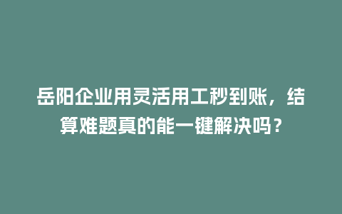 岳阳企业用灵活用工秒到账,结算难题真的能一键解决吗?插图 岳阳企业用灵活用工秒到账,结算难题真的能一键解决吗?插图