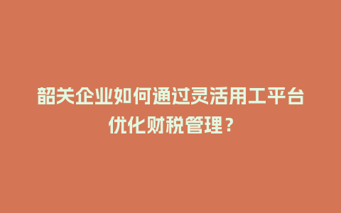 韶关企业如何通过灵活用工平台优化财税管理？