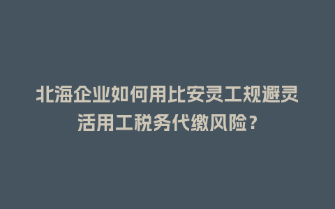 北海企业如何用比安灵工规避灵活用工税务代缴风险？