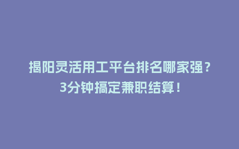 揭阳灵活用工平台排名哪家强？3分钟搞定兼职结算！