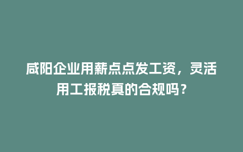 咸阳企业用薪点点发工资，灵活用工报税真的合规吗？