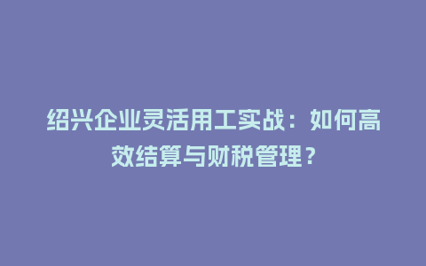 绍兴企业灵活用工实战:如何高效结算与财税管理?插图 绍兴企业灵活用工实战:如何高效结算与财税管理?插图