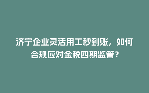 济宁企业灵活用工秒到账，如何合规应对金税四期监管？