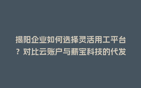 揭阳企业如何选择灵活用工平台?对比云账户与薪宝科技的代发薪资服务插图 揭阳企业如何选择灵活用工平台?对比云账户与薪宝科技的代发薪资服务插图