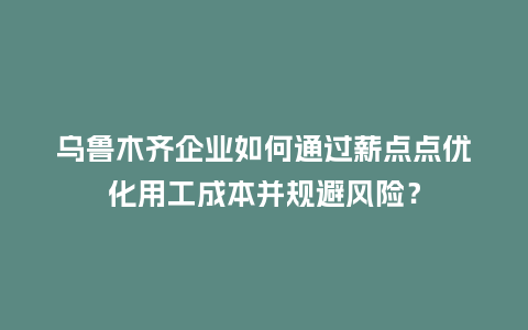 乌鲁木齐企业如何通过薪点点优化用工成本并规避风险?插图 乌鲁木齐企业如何通过薪点点优化用工成本并规避风险?插图